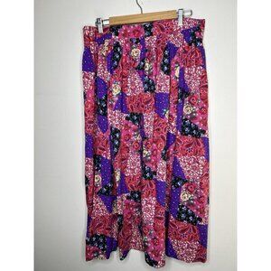 Plus Preferred Vintage Paisley Floral Elastic Waist Knee Length Skirt Size 20W